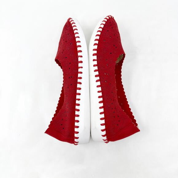 [Patrizia Spring Step] Red Grazana Leather Cutout Floral Ballerina Flats Size 36 - Picture 8 of 12
